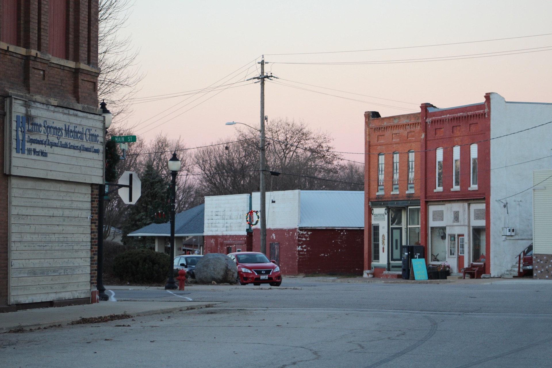 A street scene in Lime Springs, Iowa. Photo by Sabrina Johnkins.